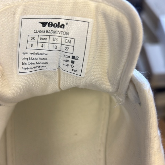 Gola Badminton Sneaker in Off White, Baltic, & Gum, Size: 10 - Picture 13 of 14